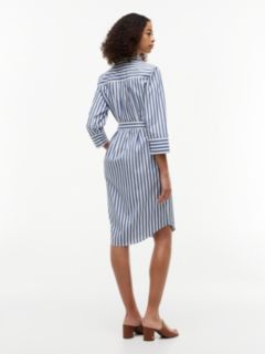 Belted Relaxed Midi Shirt Dress — White 4