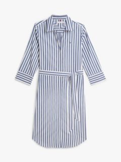 Belted Relaxed Midi Shirt Dress — White 5