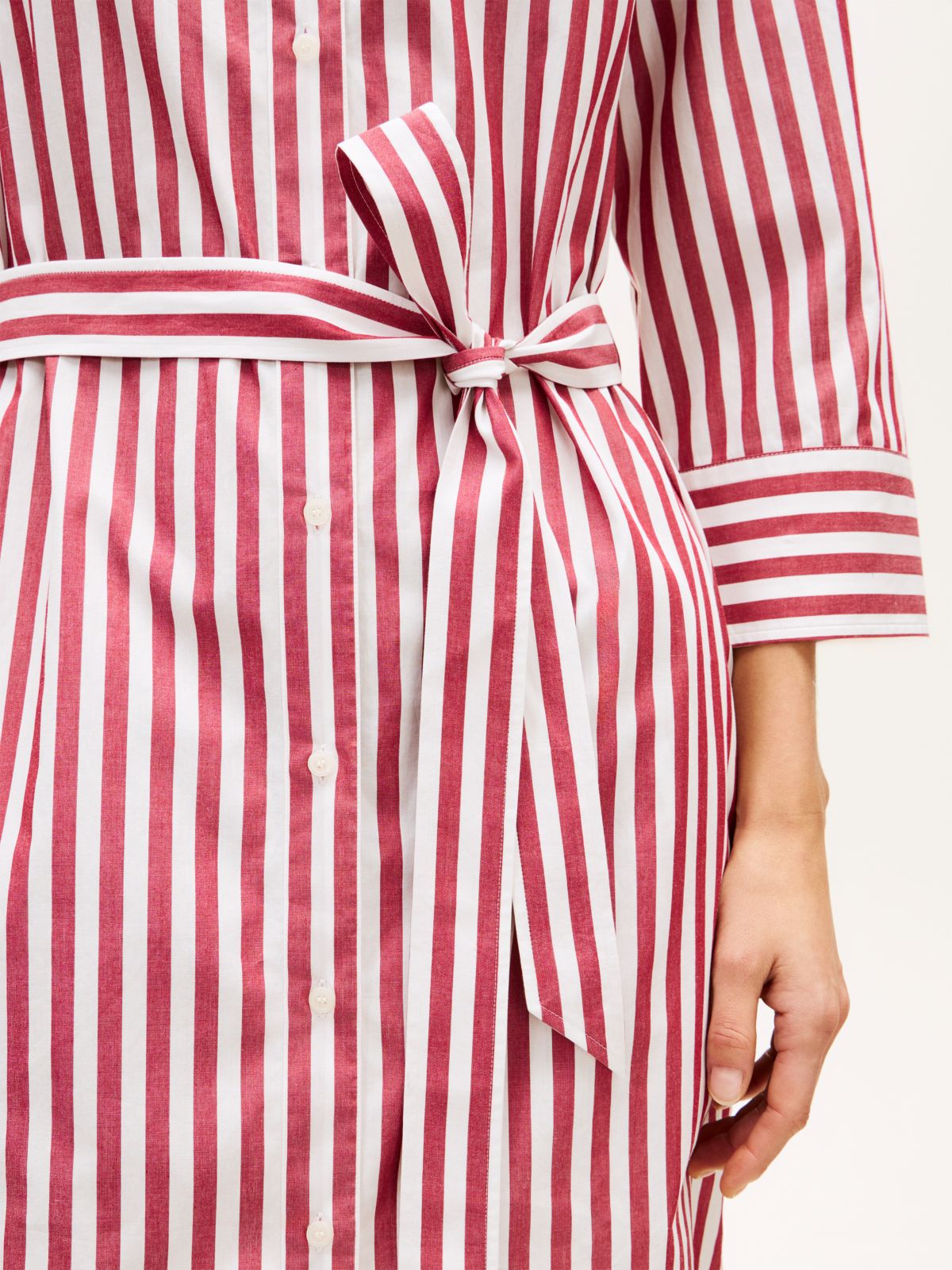 Belted Relaxed Midi Shirt Dress — Beige