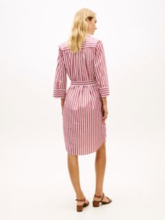 Belted Relaxed Midi Shirt Dress — Beige 4