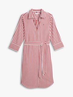 Belted Relaxed Midi Shirt Dress — Beige 5