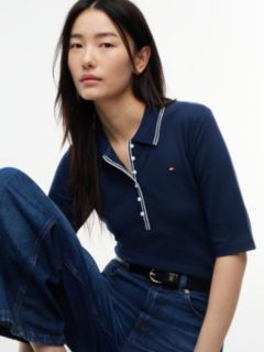 Slim Fit Tipped Half Sleeve Polo Shirt — Blue 3