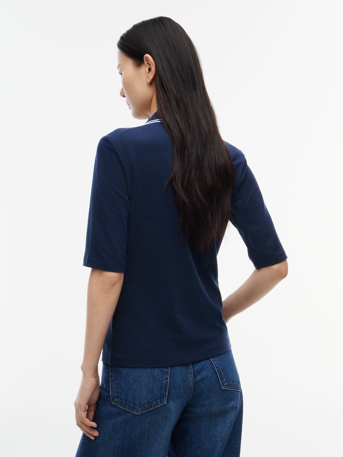 Slim Fit Tipped Half Sleeve Polo Shirt — Blue