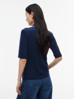 Slim Fit Tipped Half Sleeve Polo Shirt — Blue 4