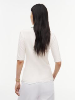 Slim Fit Tipped Half Sleeve Polo Shirt — White 4