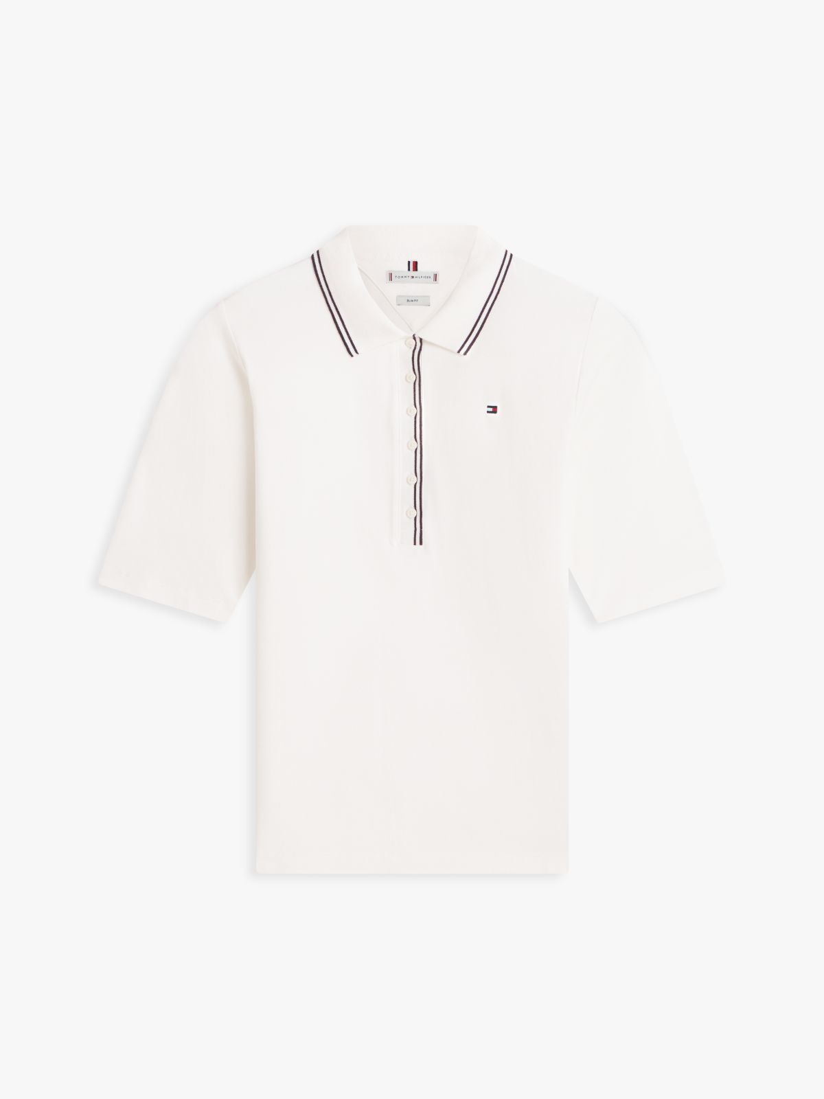 Slim Fit Tipped Half Sleeve Polo Shirt — White