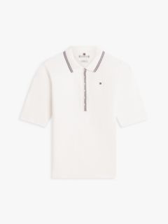Slim Fit Tipped Half Sleeve Polo Shirt — White 5