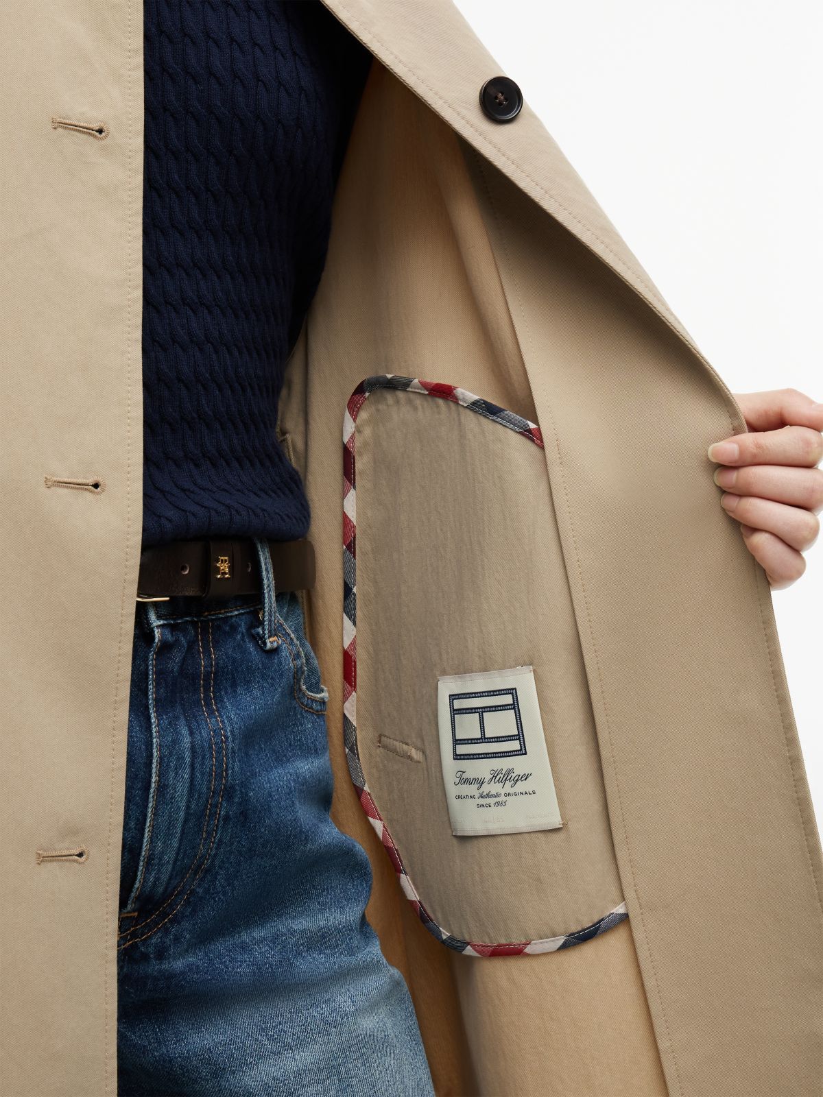 Water Repellent Twill Single Breasted Coat — Beige