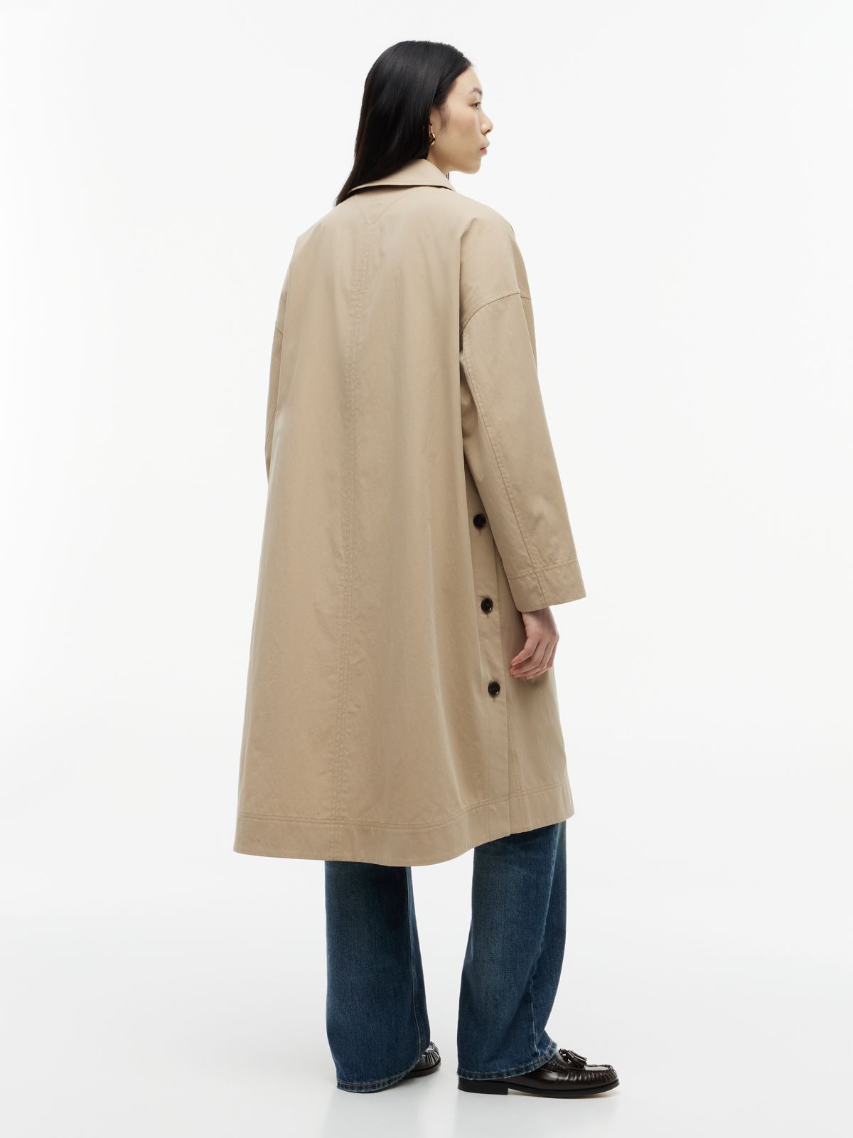 Water Repellent Twill Single Breasted Coat — Beige
