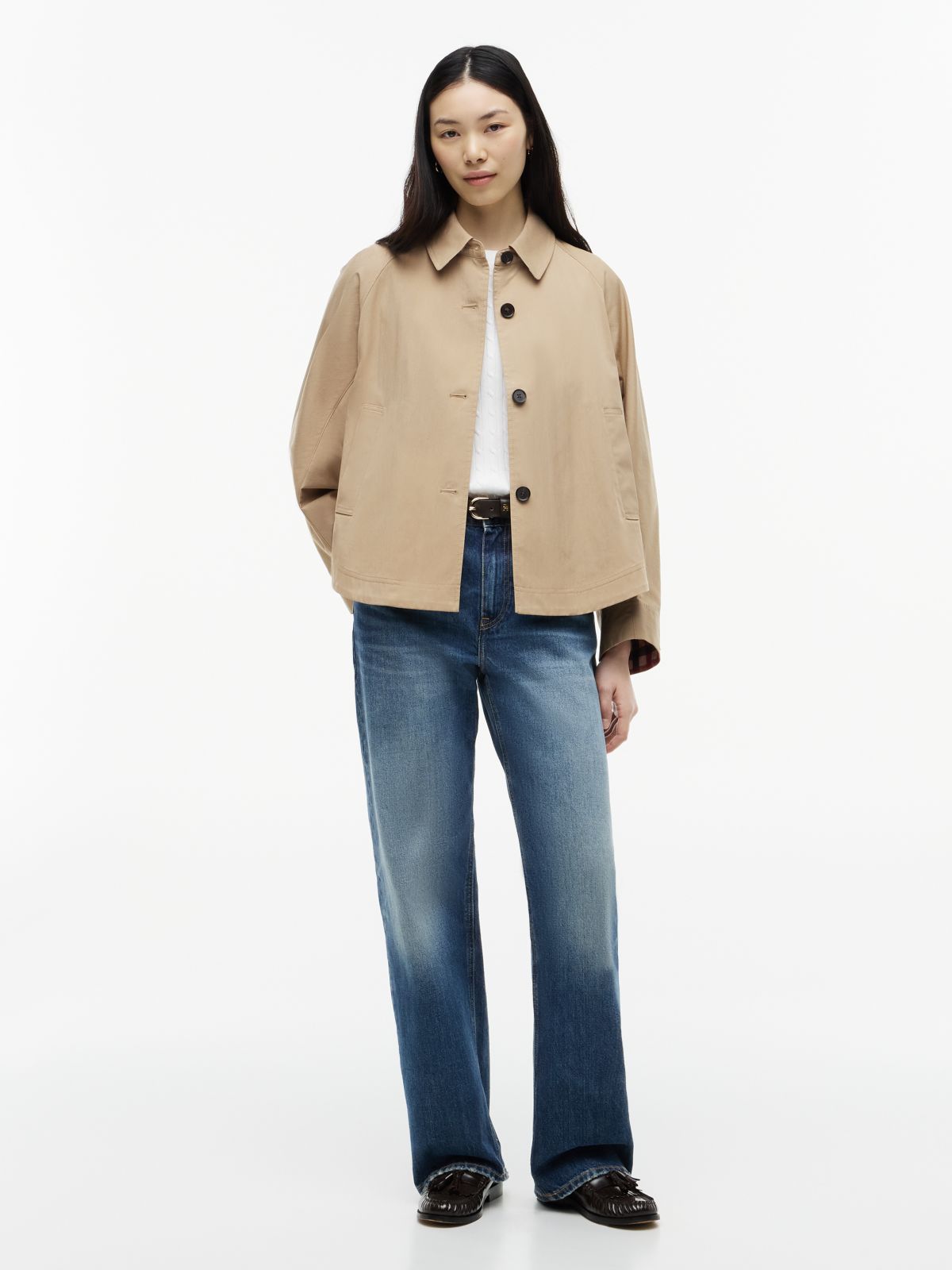 Water Repellent Short Jacket — Beige