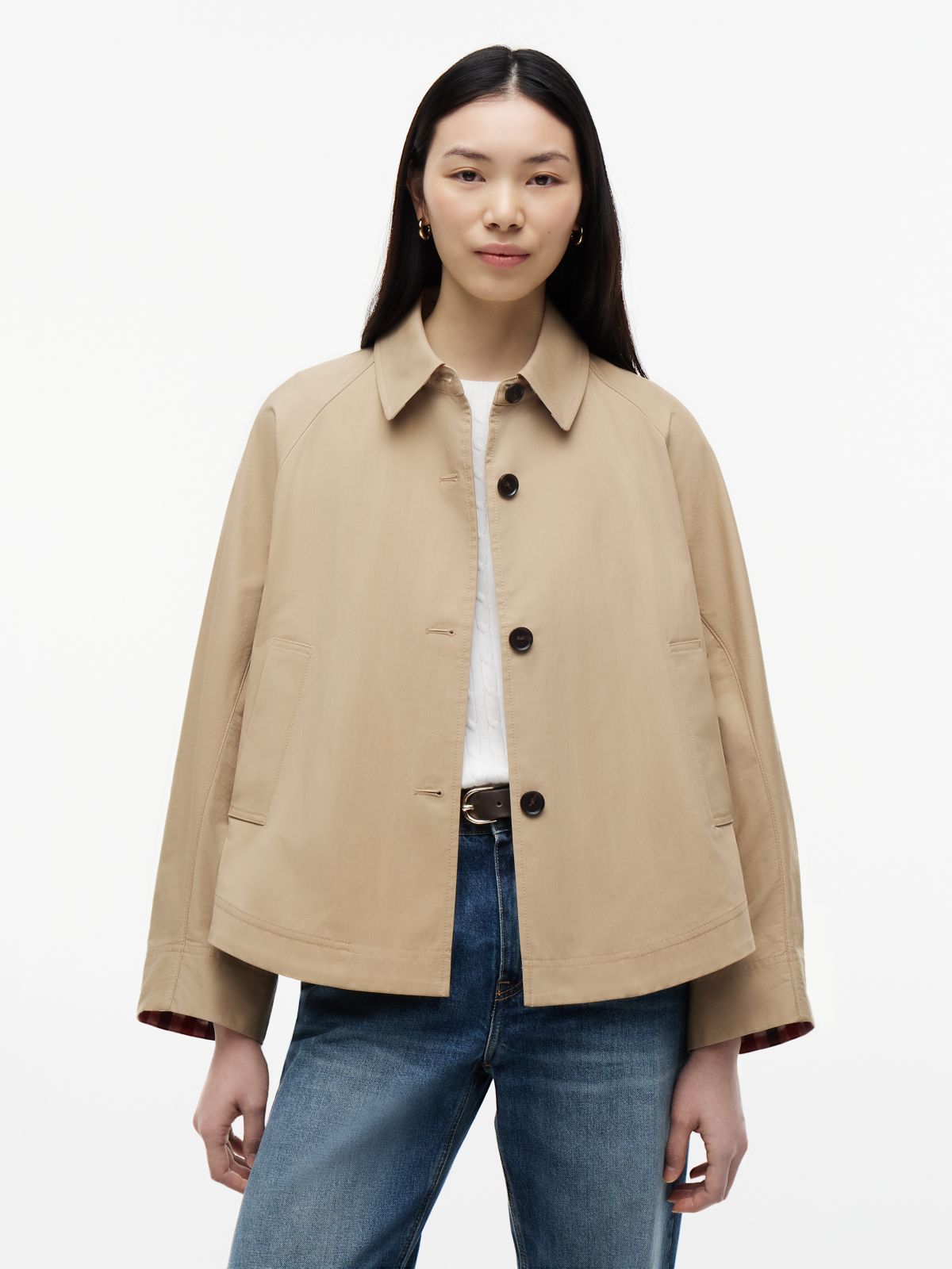 Water Repellent Short Jacket — Beige