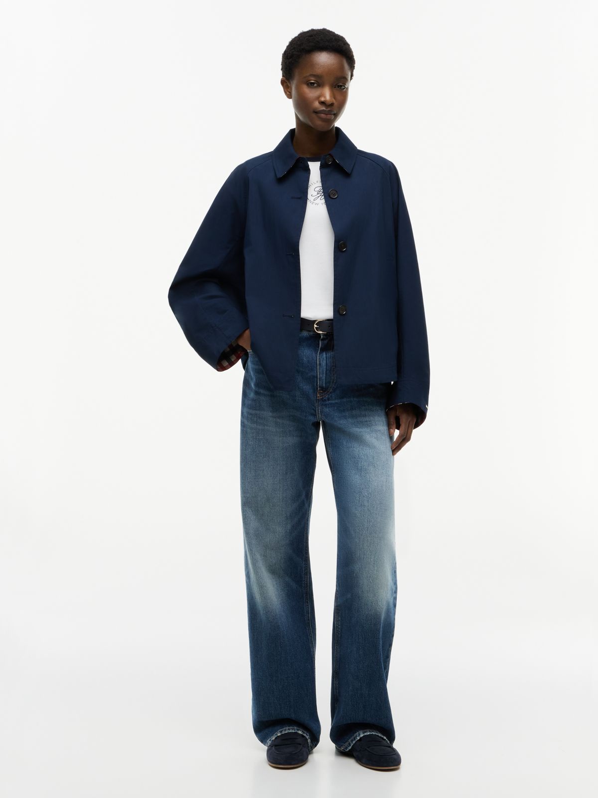 Water Repellent Short Jacket — Blue