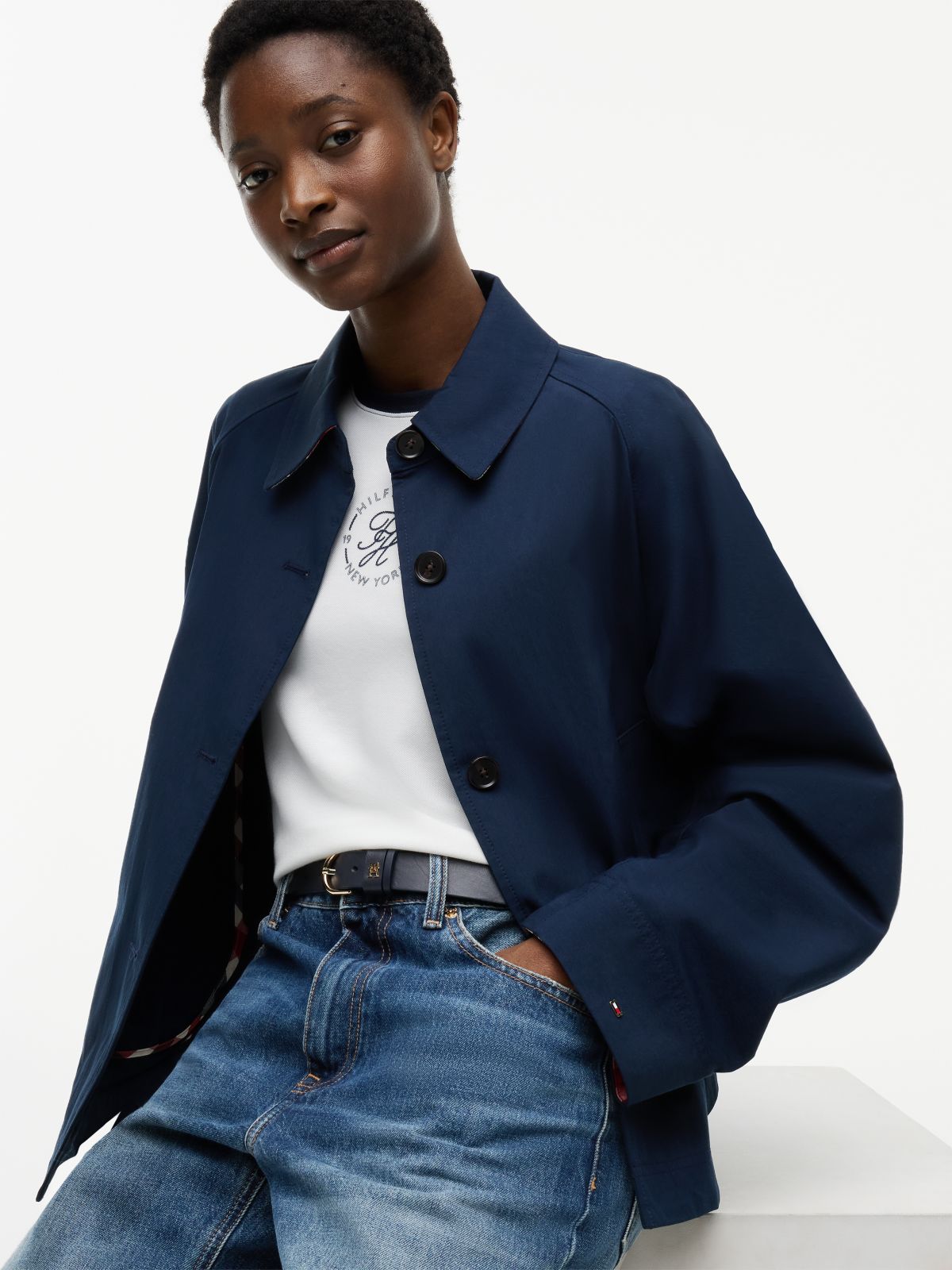 Water Repellent Short Jacket — Blue