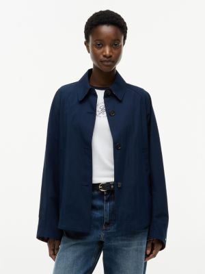 blue water repellent short jacket for women tommy hilfiger