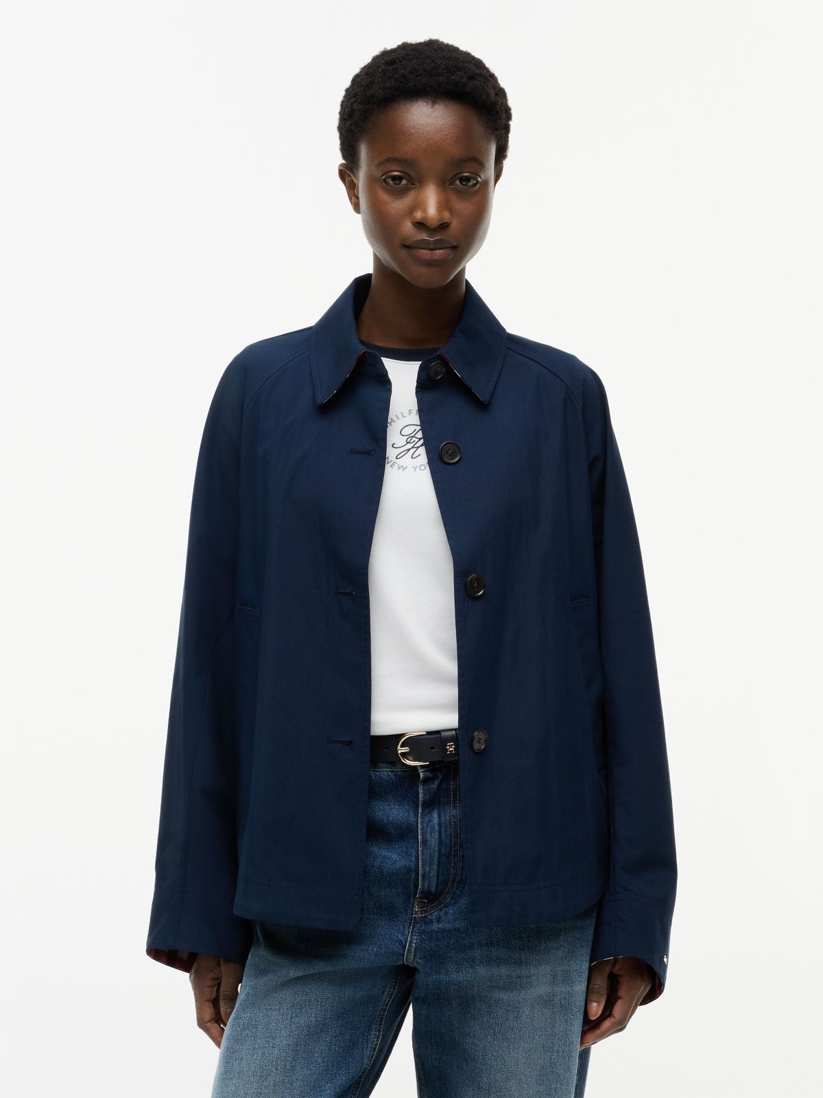 Water Repellent Short Jacket — Blue