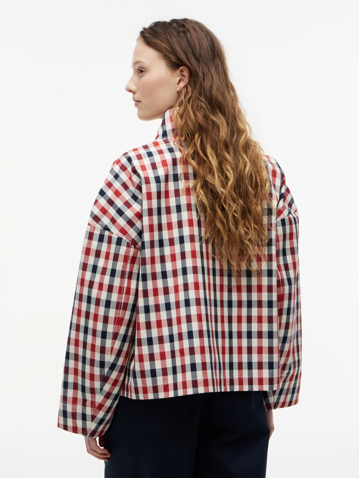 Check Relaxed Short Parka — Multi