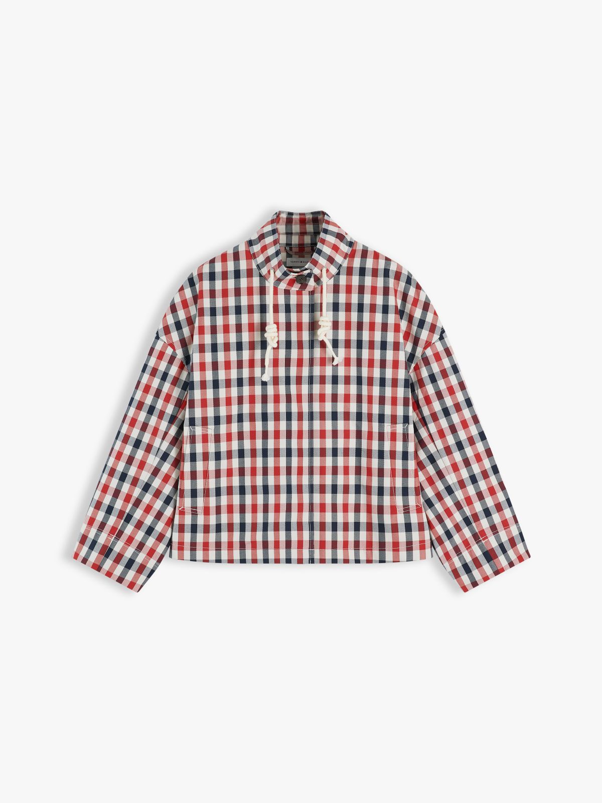 Check Relaxed Short Parka — Multi