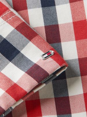 kolorowy krótka parka o luźnym kroju w kratę dla kobiety - tommy hilfiger