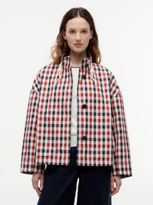 multi krótka parka o luźnym kroju w kratę dla kobiety - tommy hilfiger