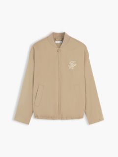 Logo Appliqué Twill Bomber Jacket — Beige 5