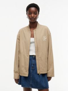 Logo Appliqué Twill Bomber Jacket — Beige 1