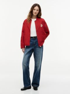 Logo Appliqué Twill Bomber Jacket — Red 2