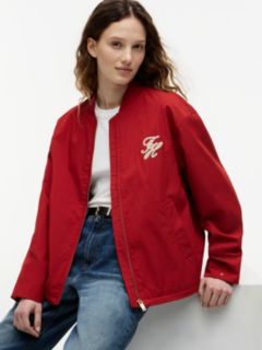 Logo Appliqué Twill Bomber Jacket — Red 4