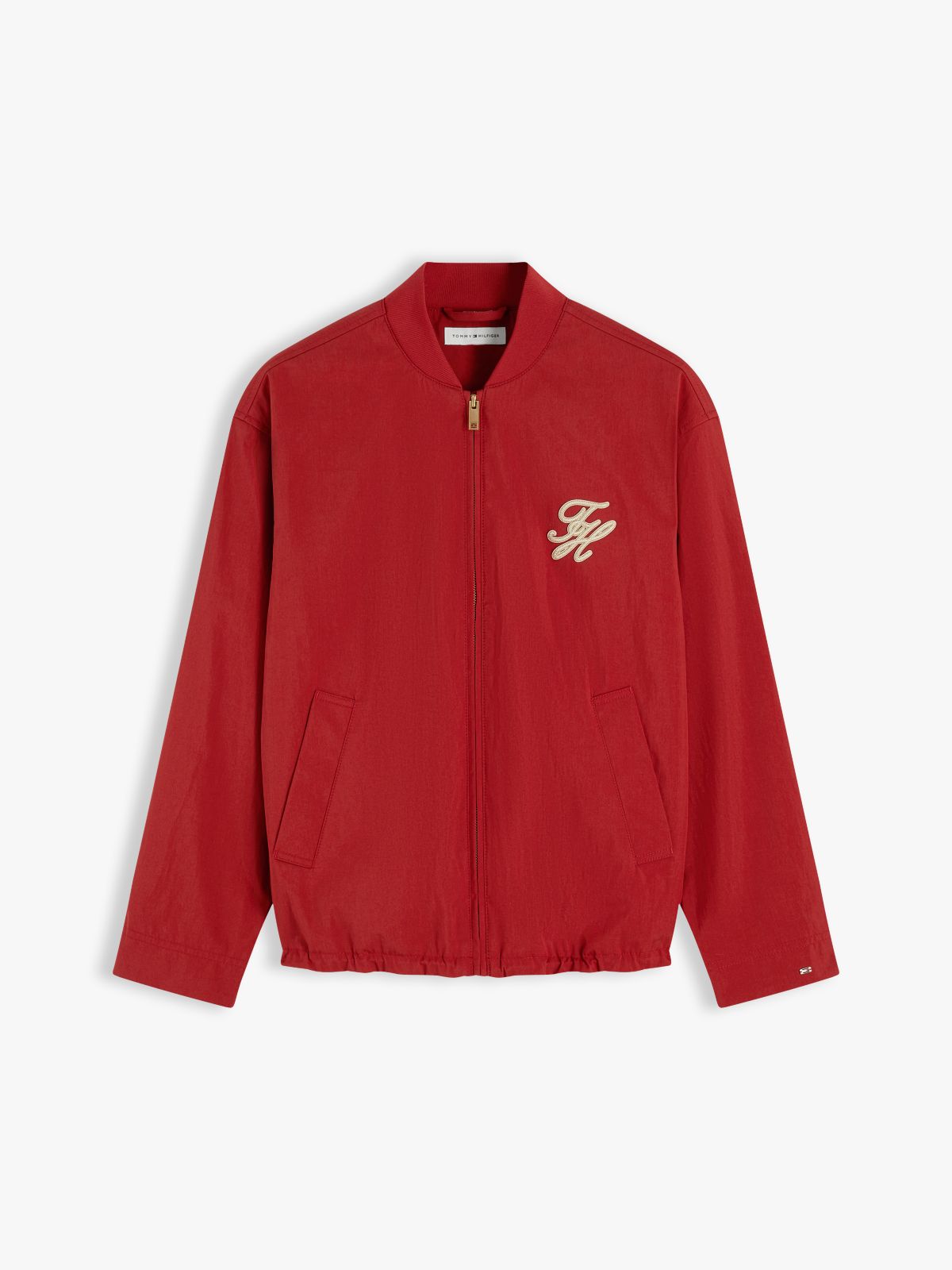 Logo Appliqué Twill Bomber Jacket — Red