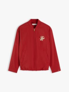 Logo Appliqué Twill Bomber Jacket — Red 6
