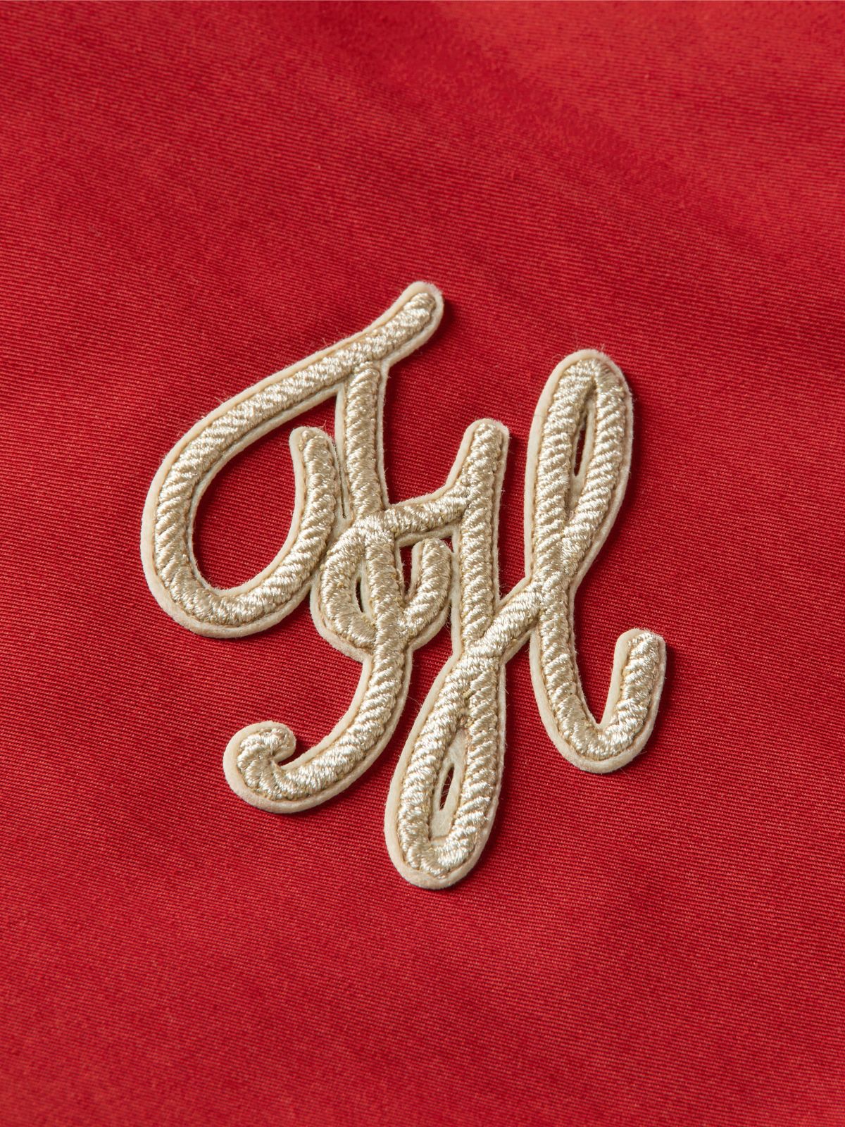 Logo Appliqué Twill Bomber Jacket — Red