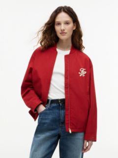 Logo Appliqué Twill Bomber Jacket — Red 1