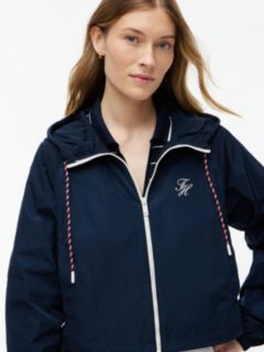 Logo Water Repellent Hooded Windbreaker — Blue 3