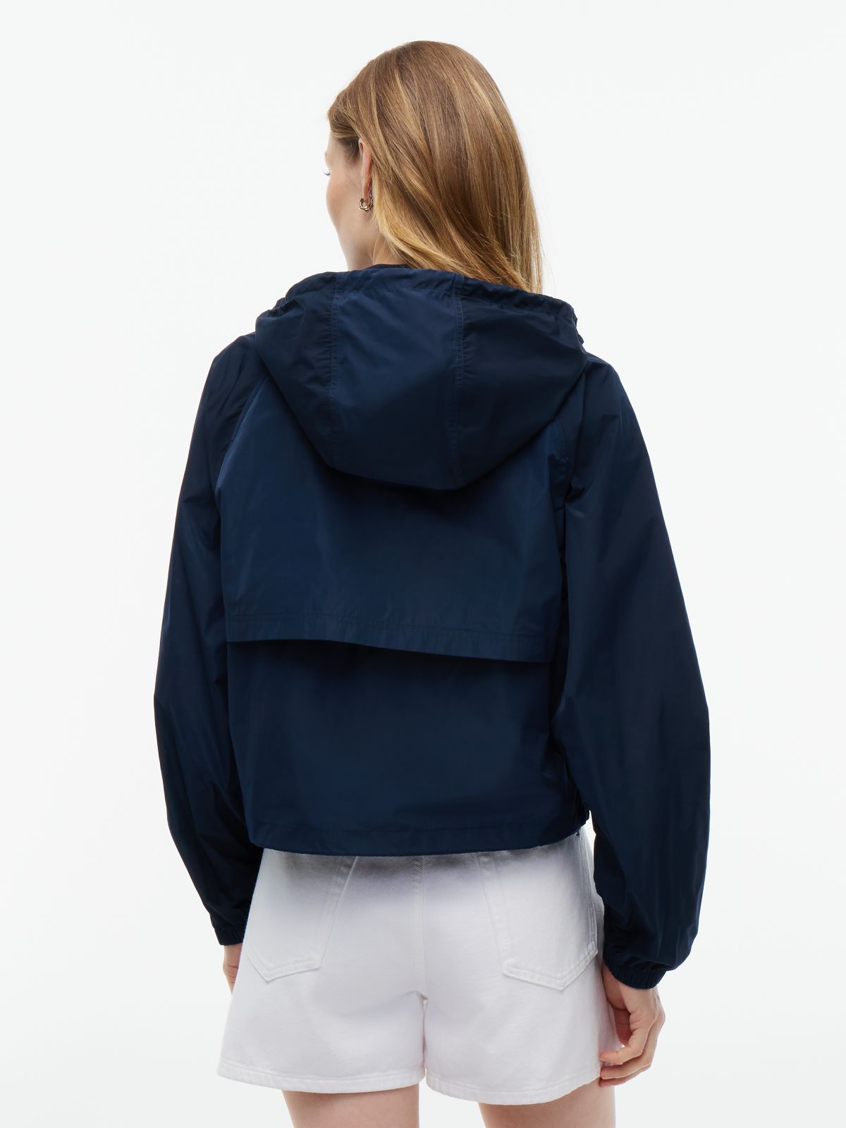 Logo Water Repellent Hooded Windbreaker — Blue