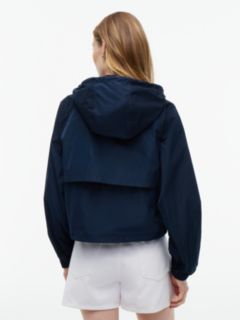 Logo Water Repellent Hooded Windbreaker — Blue 4