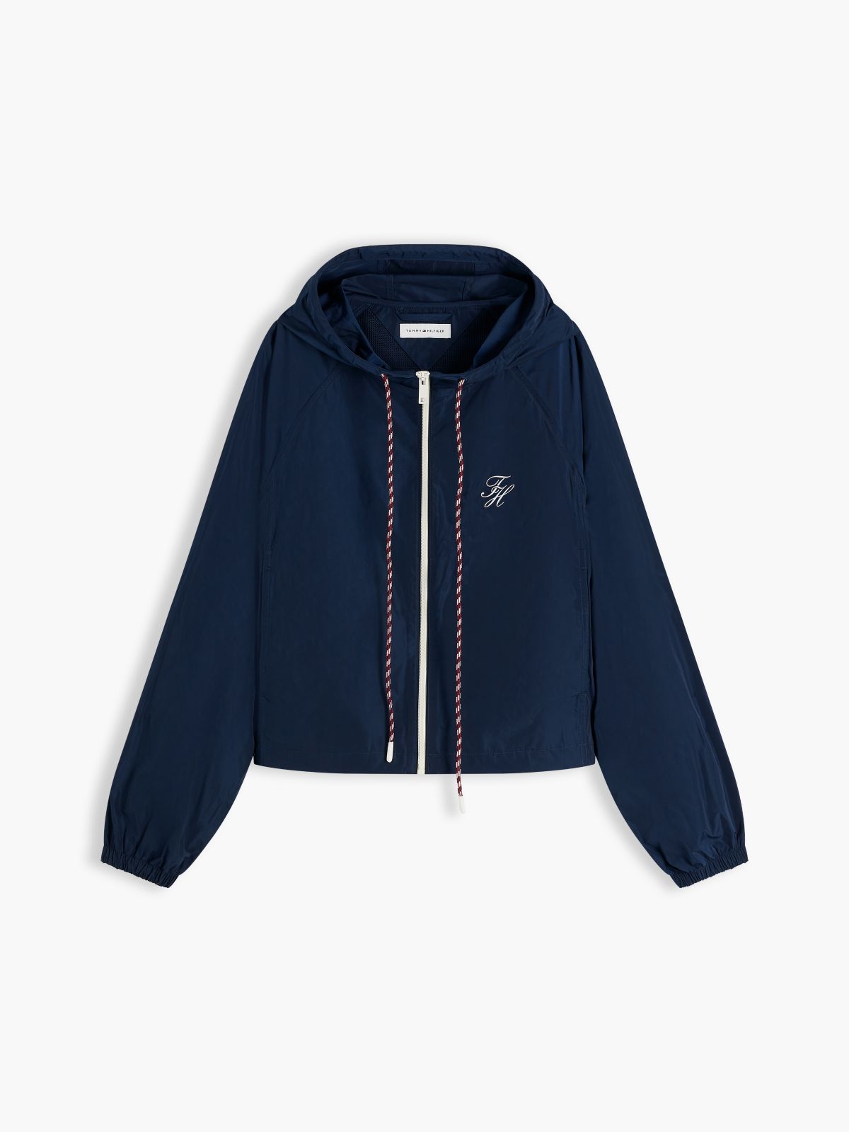 Logo Water Repellent Hooded Windbreaker — Blue