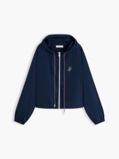 Logo Water Repellent Hooded Windbreaker — Blue 5