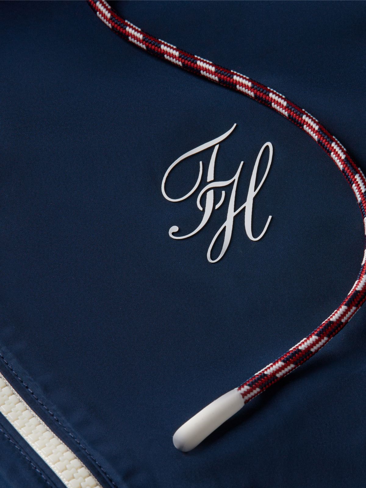 Logo Water Repellent Hooded Windbreaker — Blue