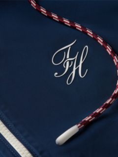 Logo Water Repellent Hooded Windbreaker — Blue 6