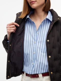 Gold-Tone Button Flag Down Quilted Jacket — Black 3