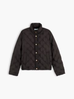 Gold-Tone Button Flag Down Quilted Jacket — Black 6