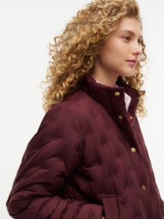 Gold-Tone Button Flag Down Quilted Jacket — Red 4