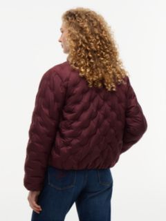 Gold-Tone Button Flag Down Quilted Jacket — Red 5