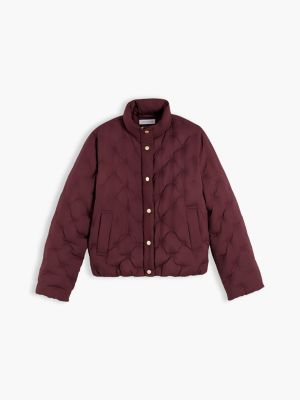 red gold-tone button flag down quilted jacket for women tommy hilfiger