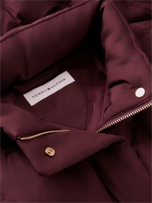 red gold-tone button flag down quilted jacket for women tommy hilfiger
