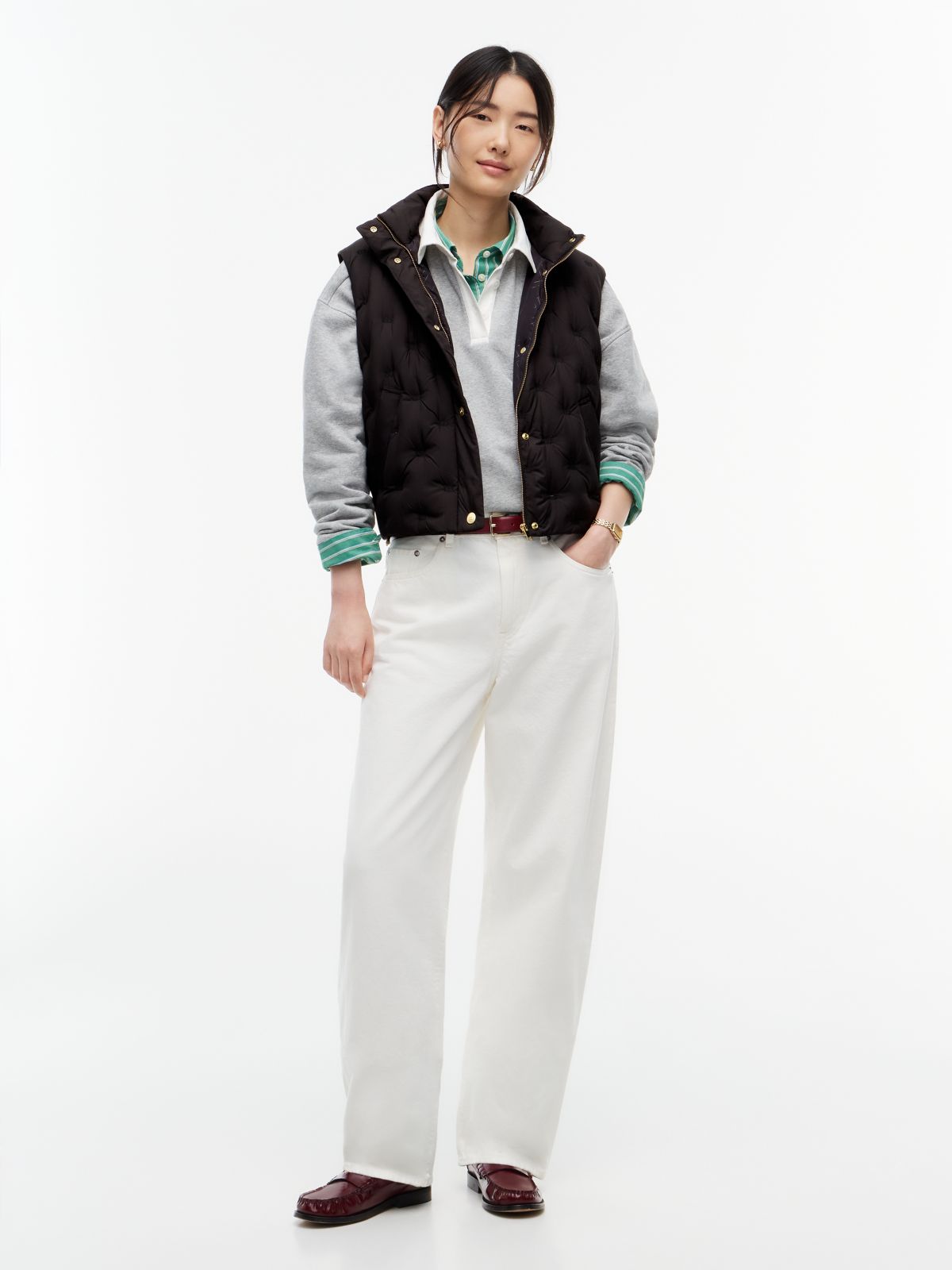 Flag Down Lightweight Quilted Gilet — Black