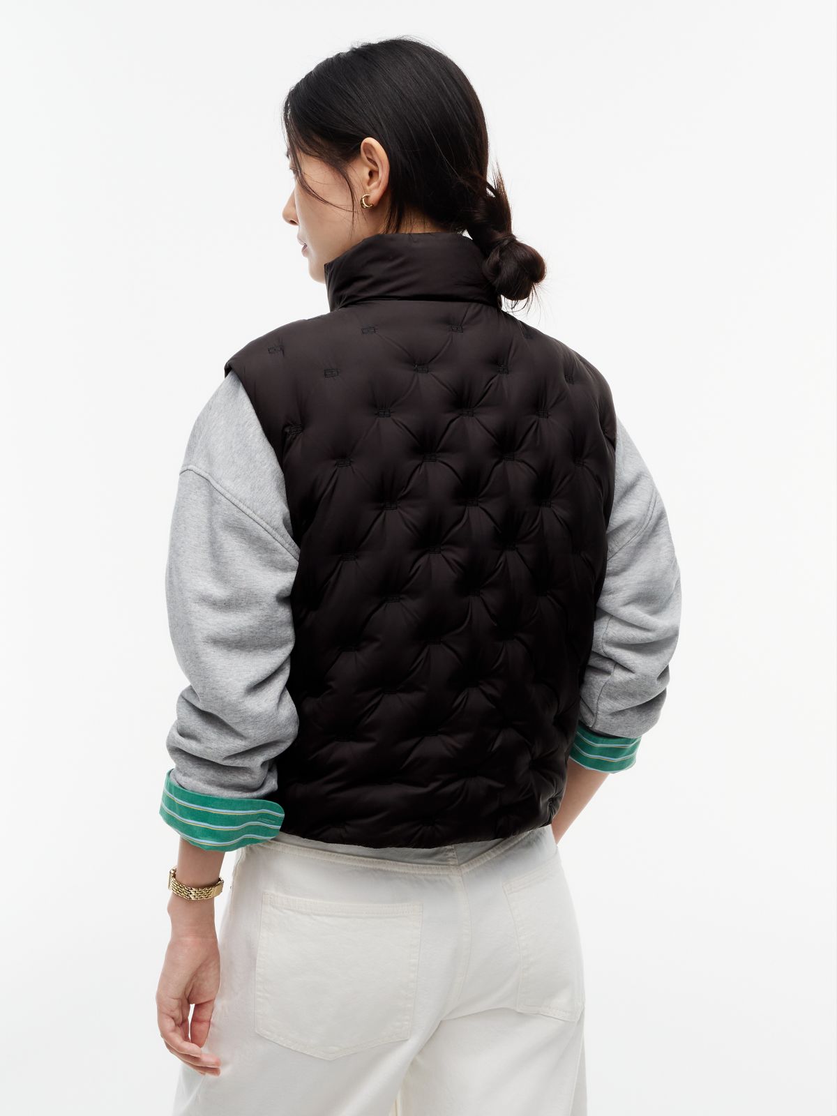 Flag Down Lightweight Quilted Gilet — Black