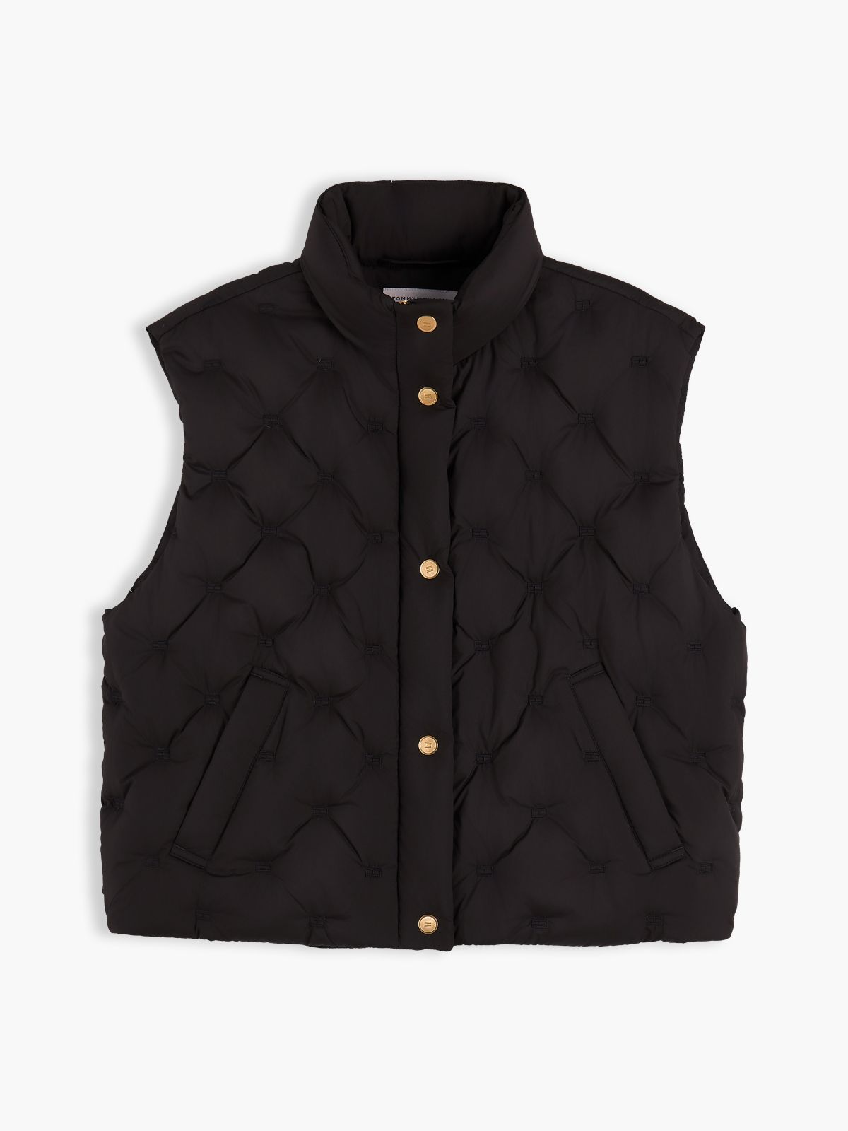 Flag Down Lightweight Quilted Gilet — Black