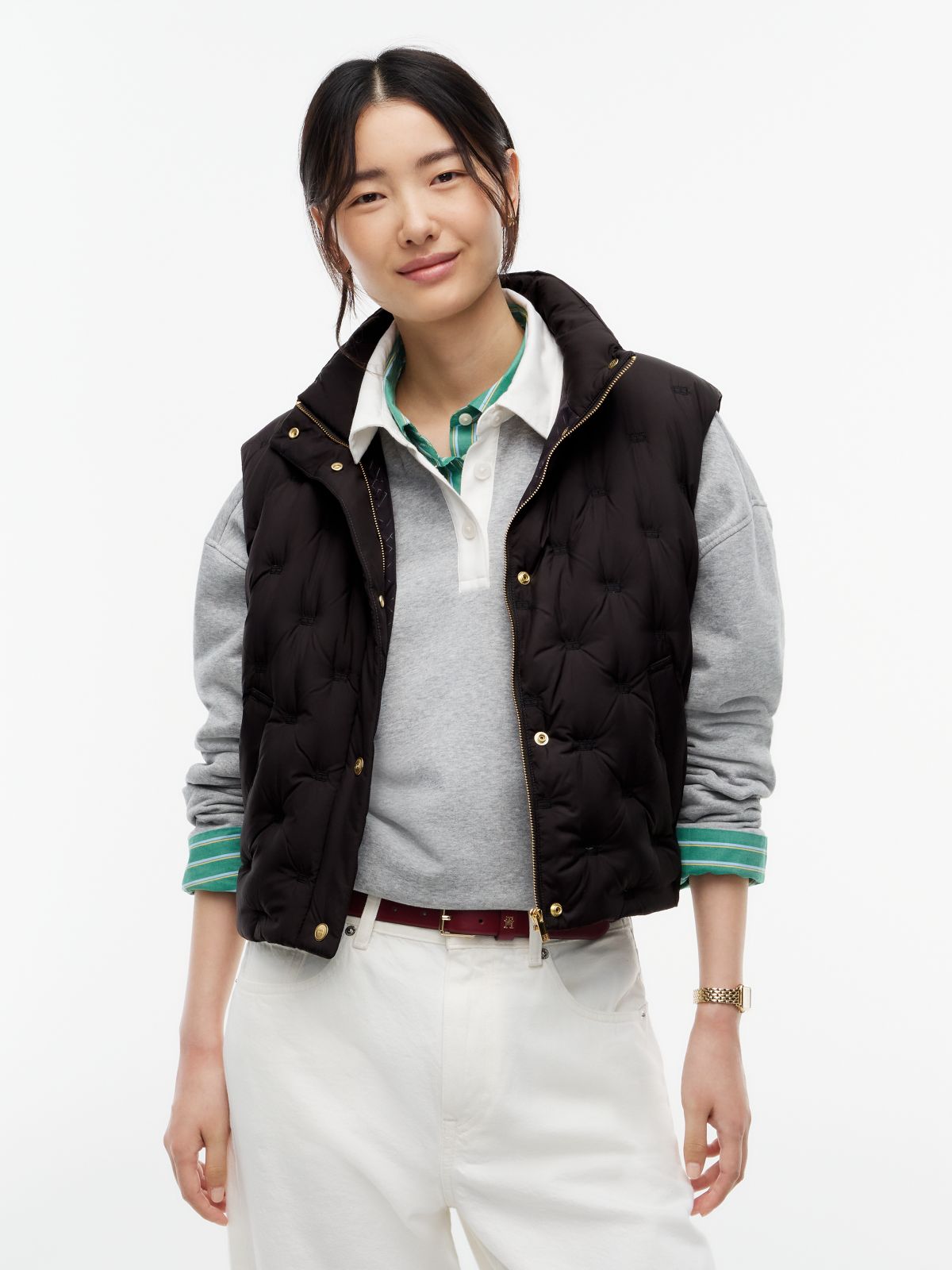 Flag Down Lightweight Quilted Gilet — Black