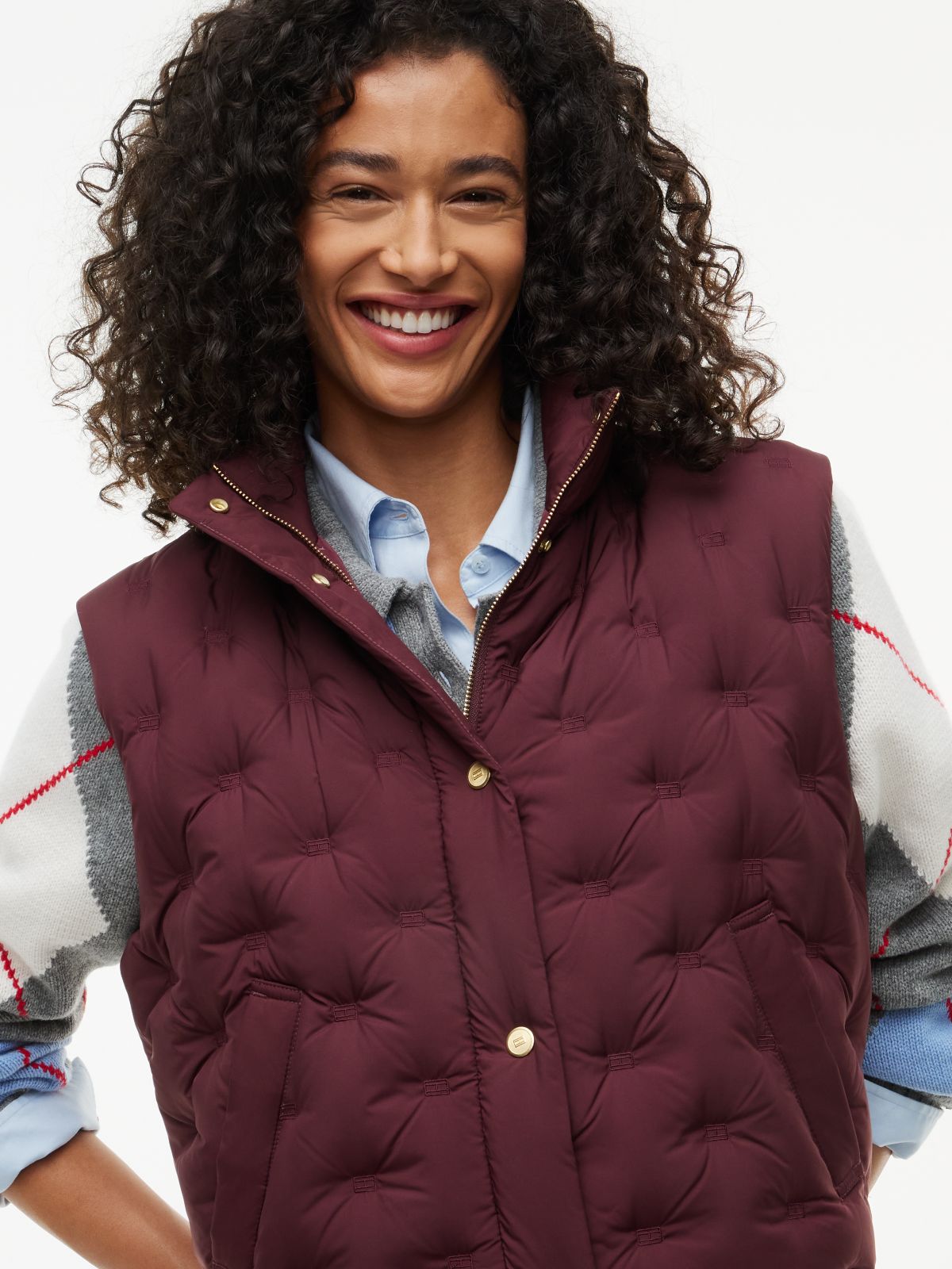 Flag Down Lightweight Quilted Gilet — Red