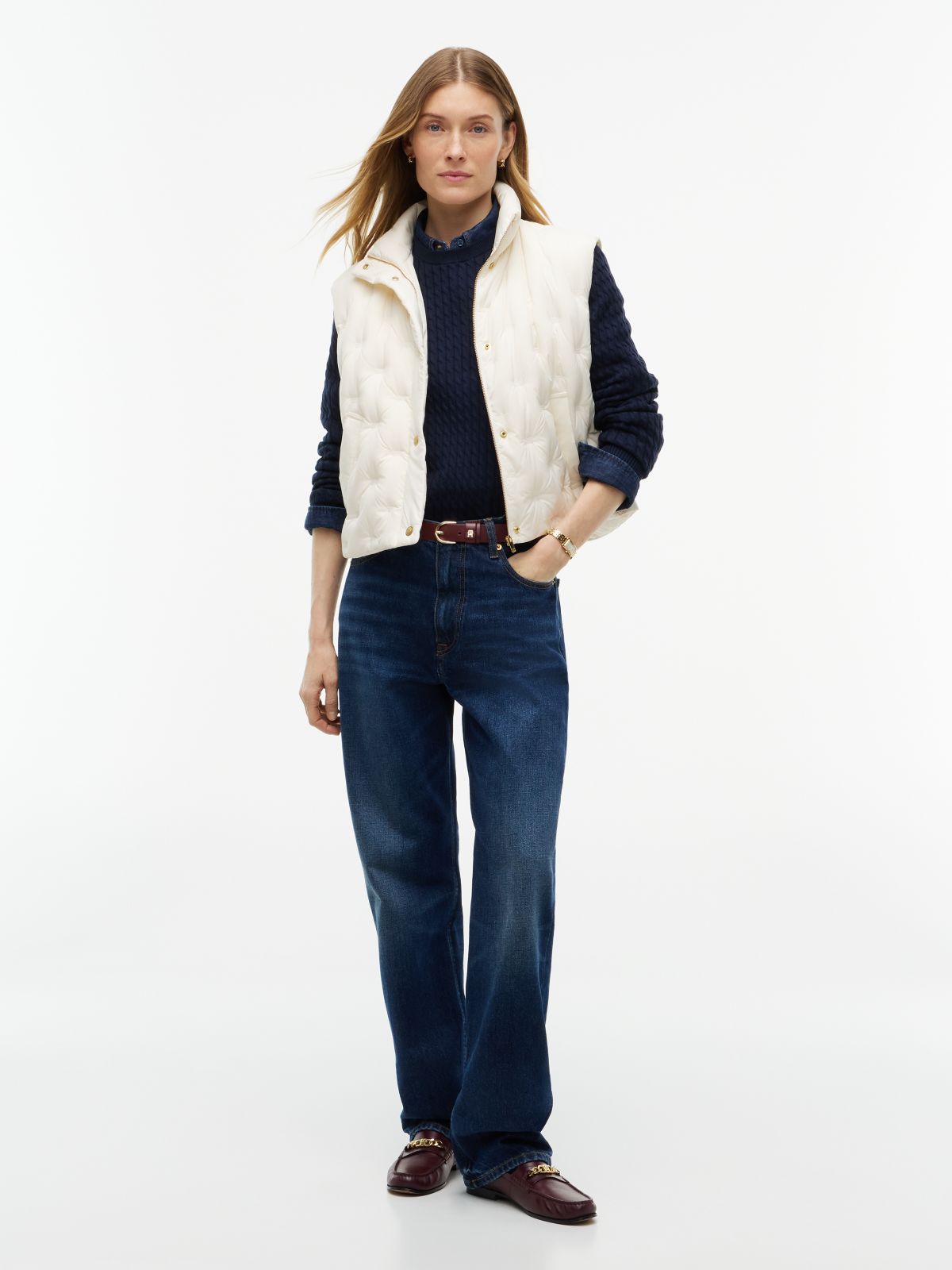 Flag Down Lightweight Quilted Gilet — White